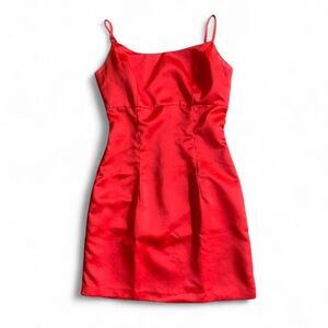 Vintage 90s Alyn Paige Red Satin Mini Dress